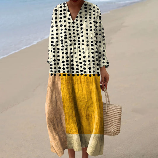 Long-sleeve Shirt  Womens Casual Floral Maxi Dress