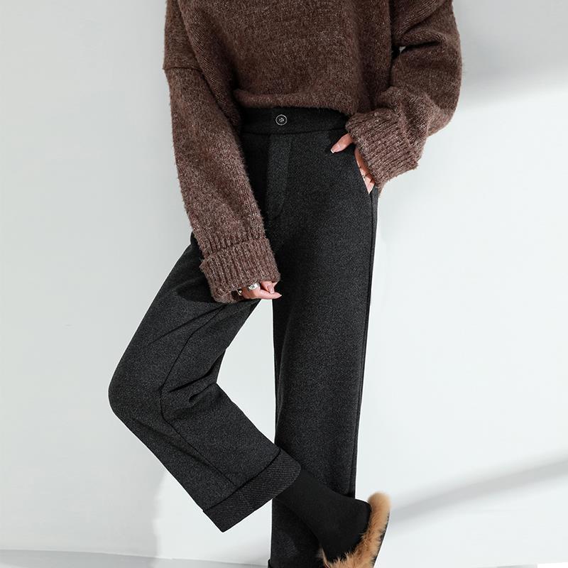 Nine Points Loose Drooping Thick Straight-leg Pants