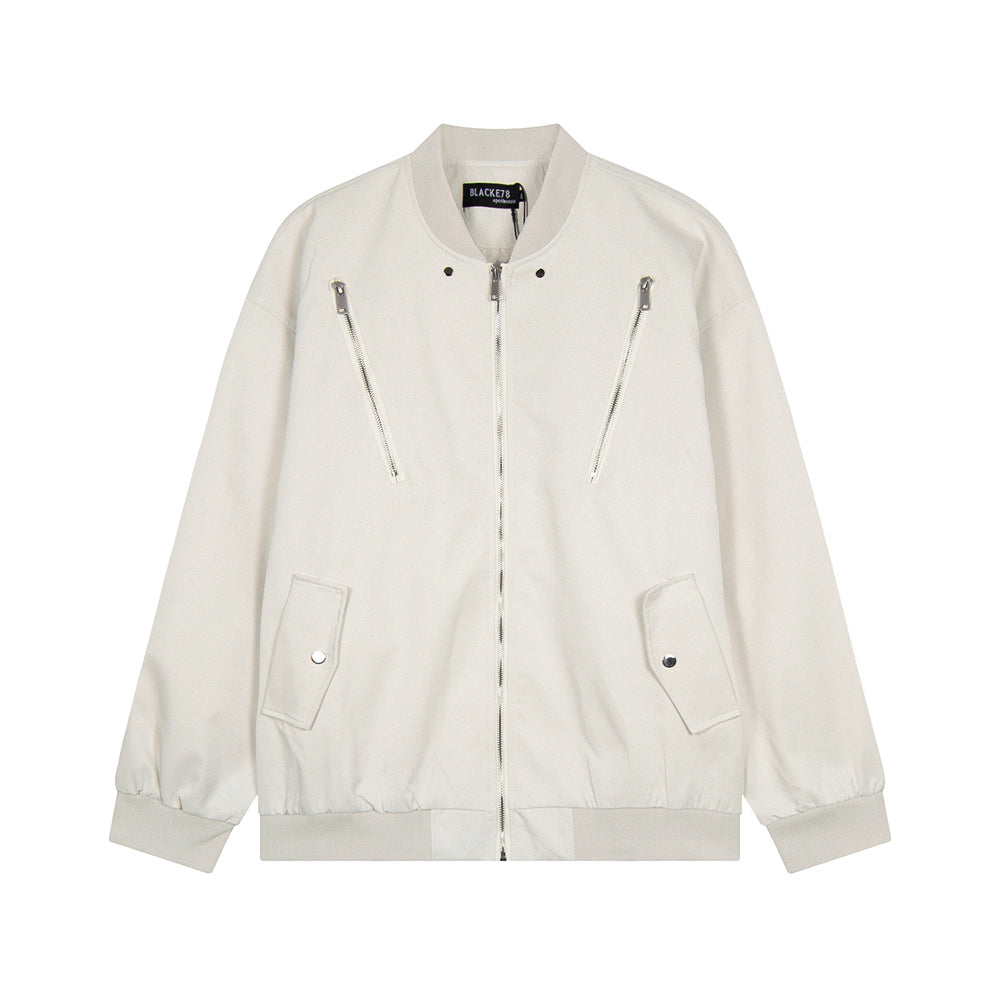 American-style Solid Color Loose Baseball Uniform Jacket Men's Design Sense