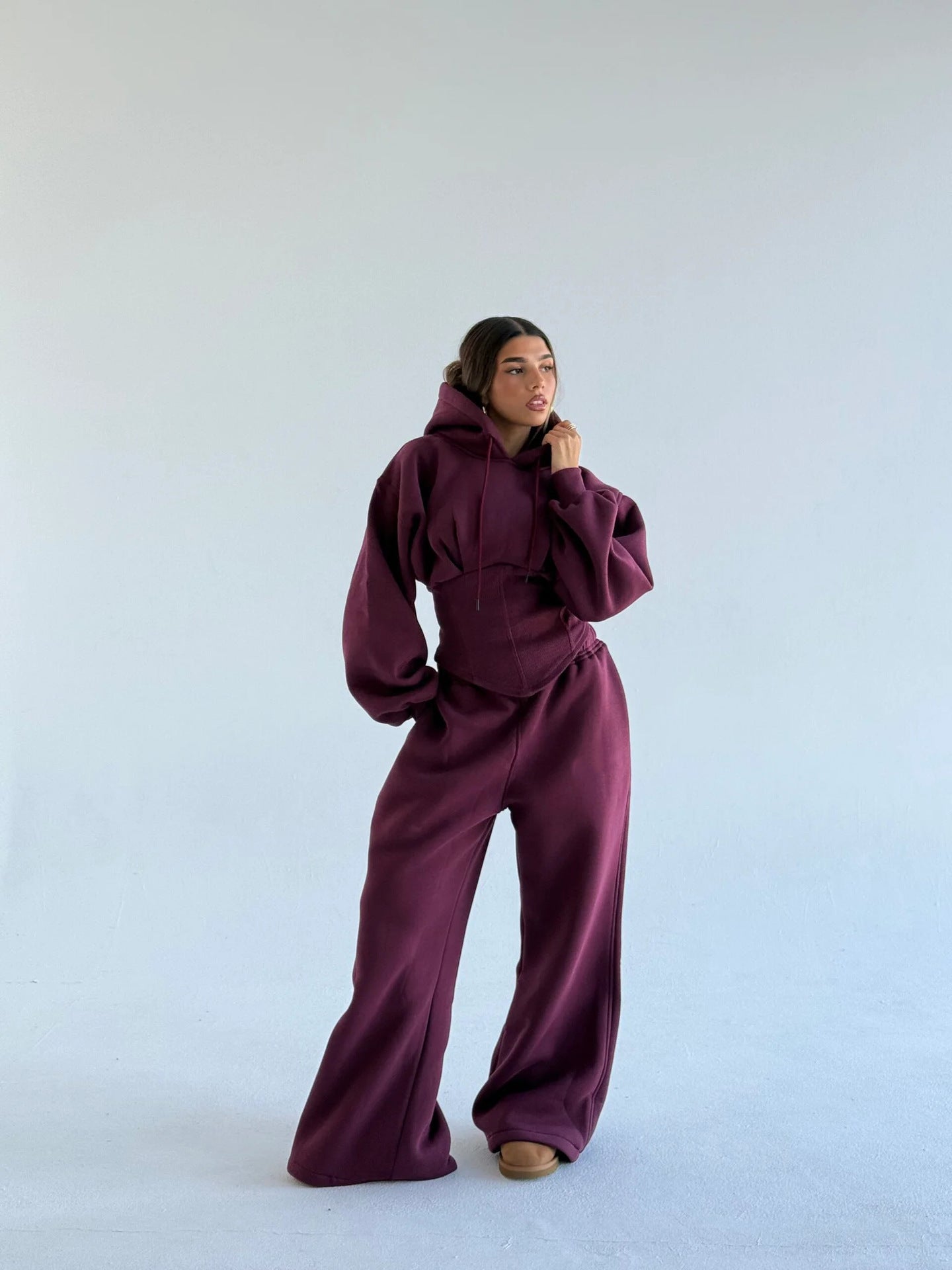 Womens Slim-fit Hoodie And Pants Two-piece Set