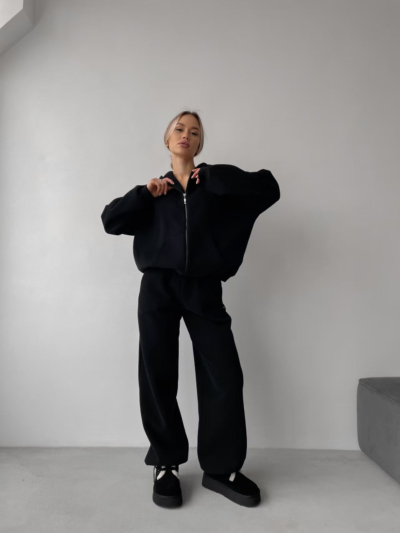Women's 2-piece Sweatshirt With Wide-leg Sweatpants