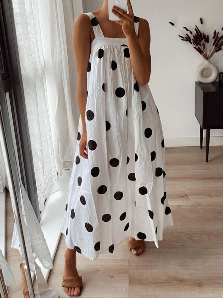Casual Slip Dress With A Square Neckline And A Standard Digital Print