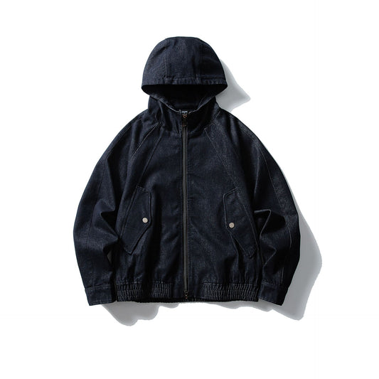 Autumn Leisure Zipper Hooded Denim Jacket Men's And Women's Retro Casual Loose All-matching Washed Jacket