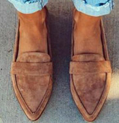 Korean Style Pointed Toe Square Heel Casual Pumps Women