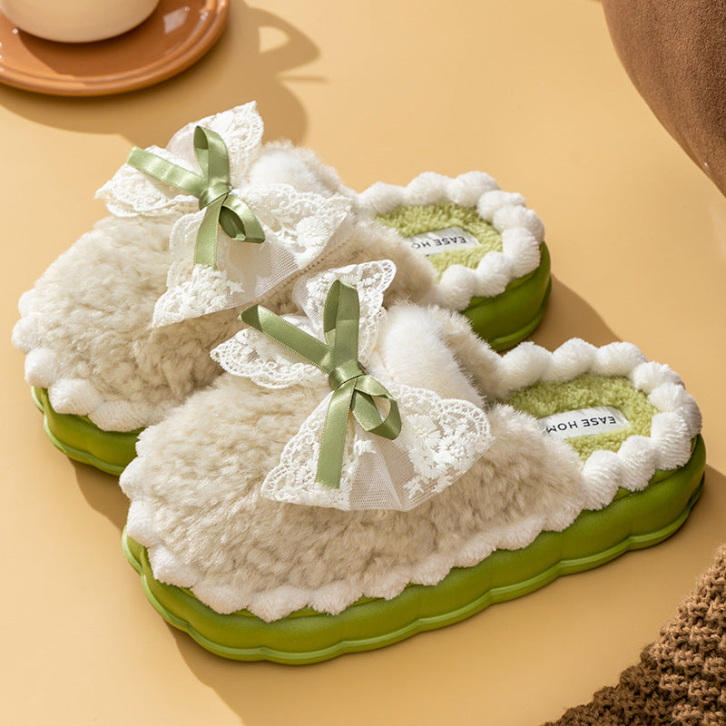 Fluffy Slippers Eva Home Japanese And Korean Style Minimalist Bowknot