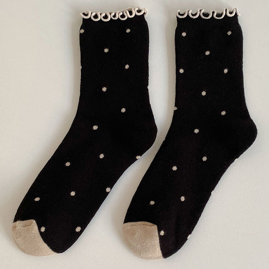 Retro Japanese Cute Polka Dot Thickened Cotton Socks