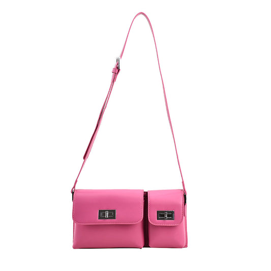 Women's Fashion Double Pocket Underarm Retro Shoulder Messenger Bag