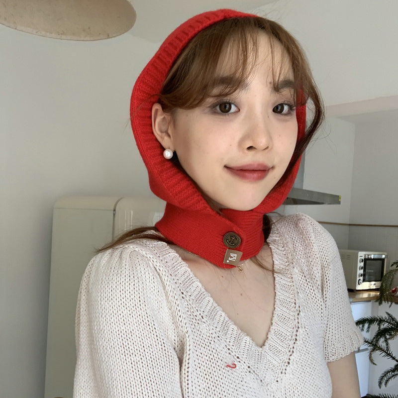Warm Neck Protector Solid Color Hooded Hat