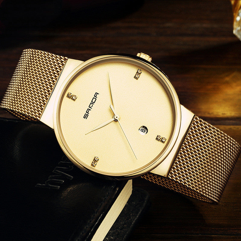 Men's watch mesh belt waterproof quartz watch