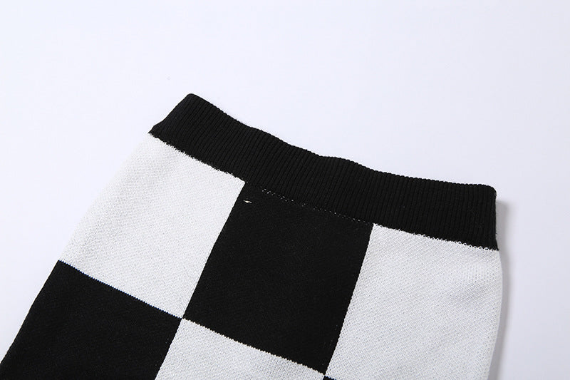 Fashion High Waist Figure Flattering Sheath Checkerboard Plaid Skirt For Women