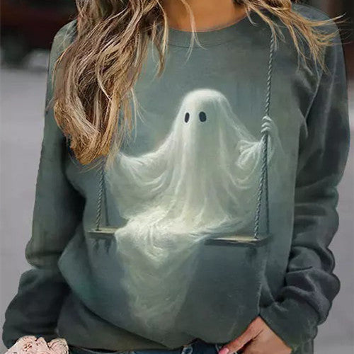 Round Neck Korean Style Large Size Sweater New Letter Loose Comfortable Top