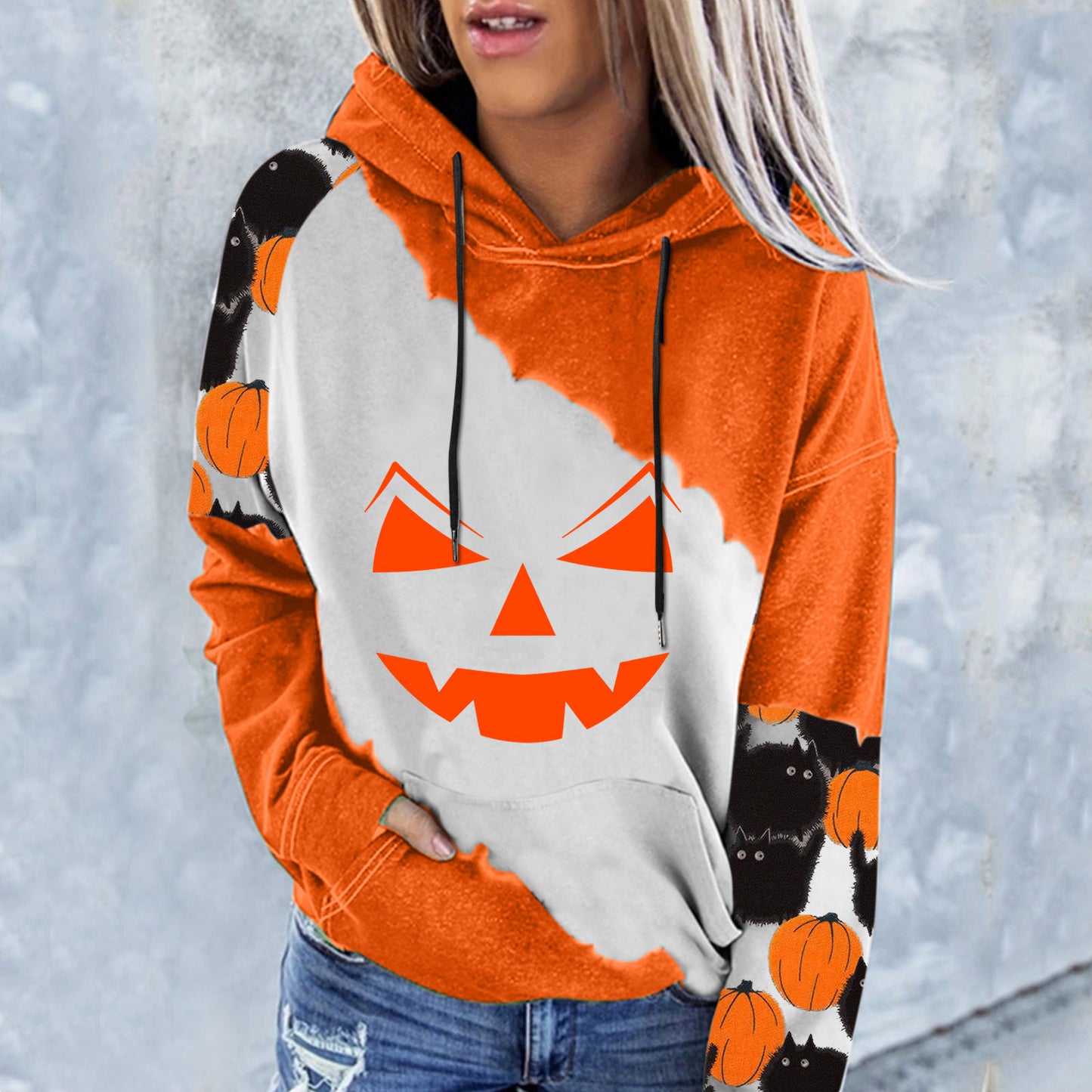Damer Trykt Langærmet Hættetrøje Løs Sweatshirt