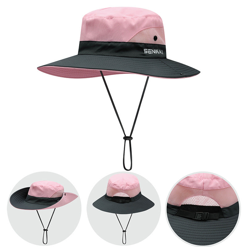 Bucket Hat Women's Summer Outdoor Sun Hat Exposed Ponytail Sun Hat Sun Protection Hat