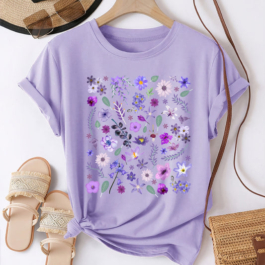 Women's Loose-fit Round-neck  Semi-sheer Top