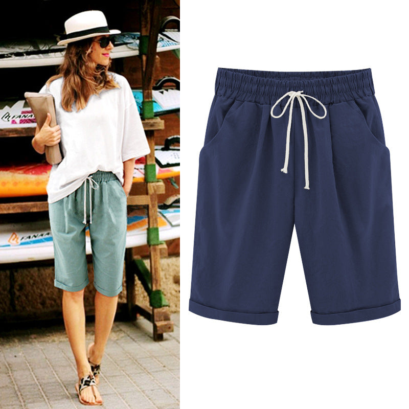 Women's five-point wide-leg pants