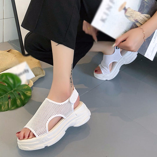 Hollow student fish mouth shoes
