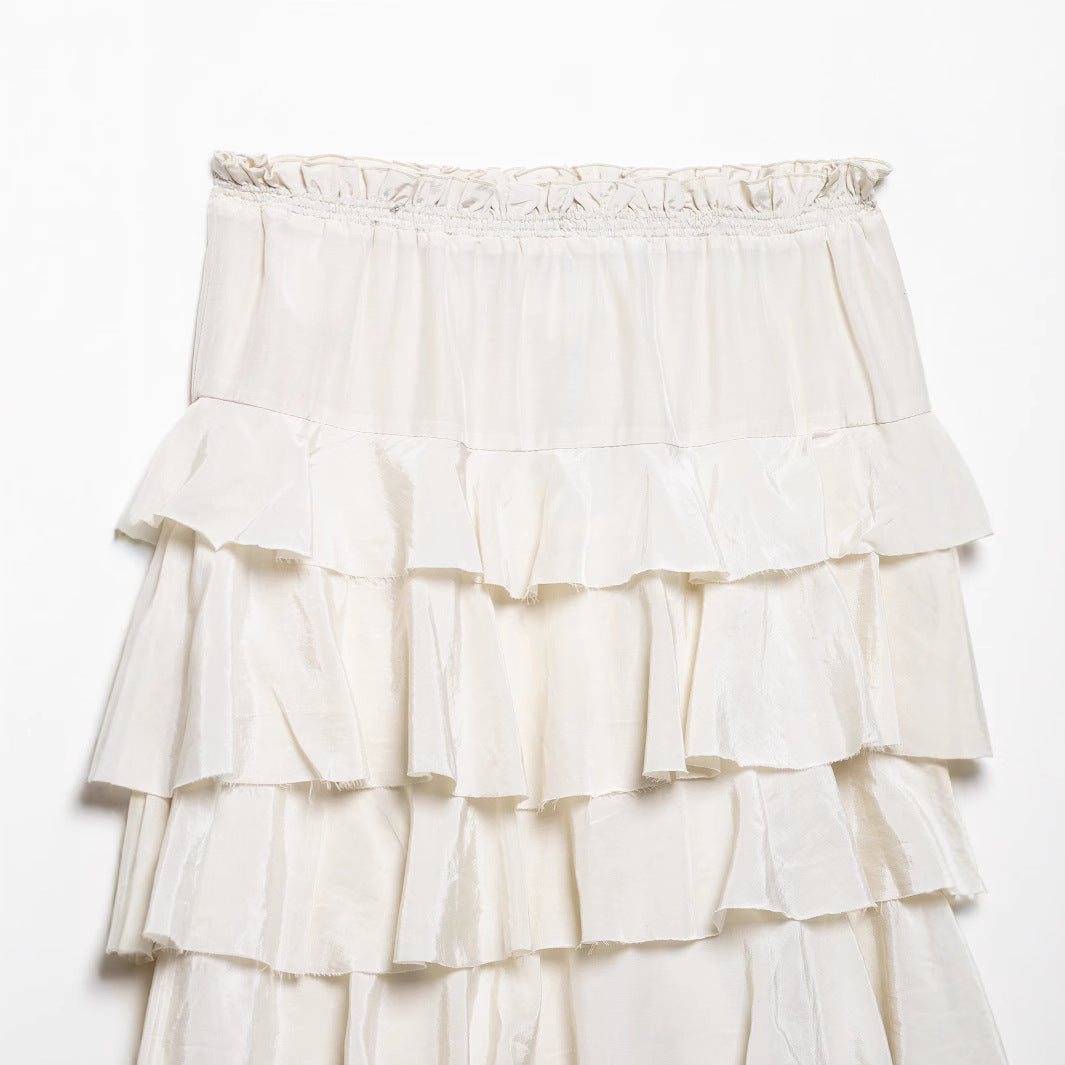 Women's Tiered-ribbon Decorated Cake-style Midi Skirt