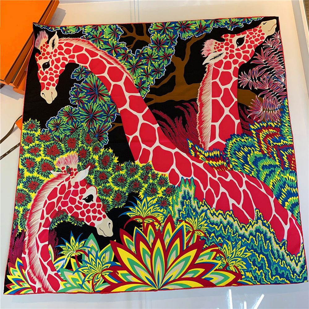 Handmade Hemming Twill Silk Printed Shawl