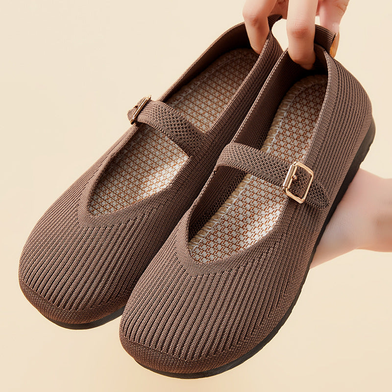 Flat Bottom Slip-on Soft Bottom Round Head Shoes With No Tired Feet