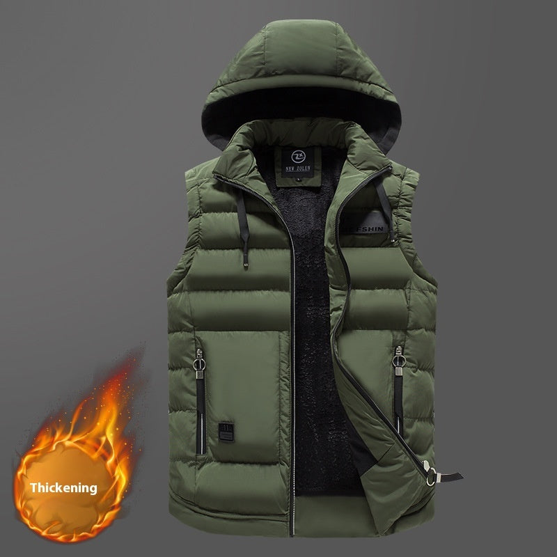 Detachable Hat Fashion Casual Cotton Vest