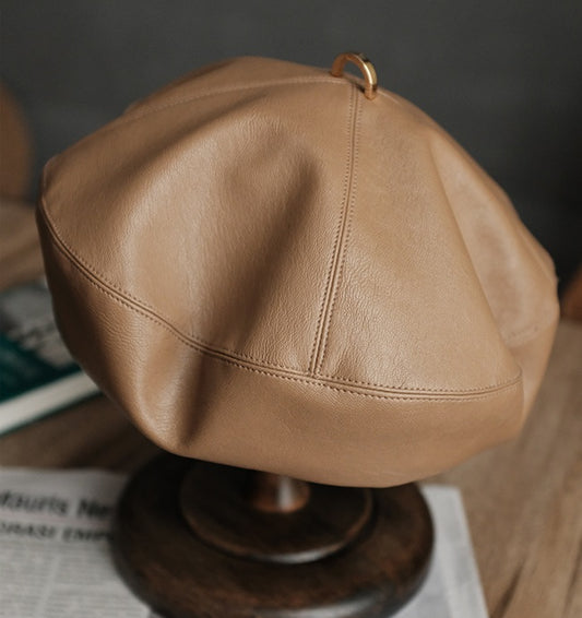 Simple Versatile Literature Retro Painter Hat Black Female