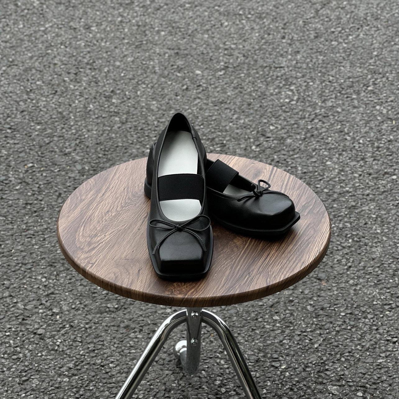 Womens Bow-Knot Genuine Leather Ballet Flats With Thick Soles