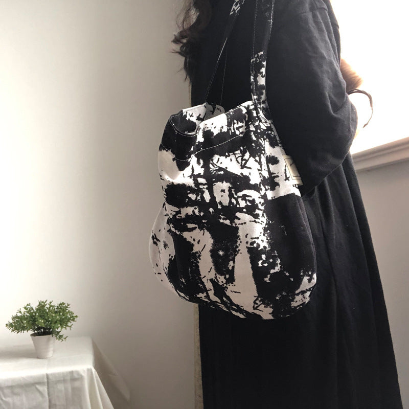 Retro Splash Ink Artistic Tie-dye Fabric Cotton Linen Bag