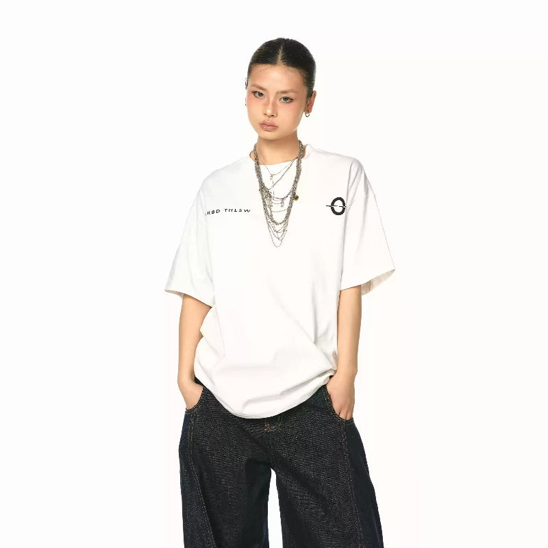 All-match Casual Short-sleeved T-shirt Basic Style Black And White