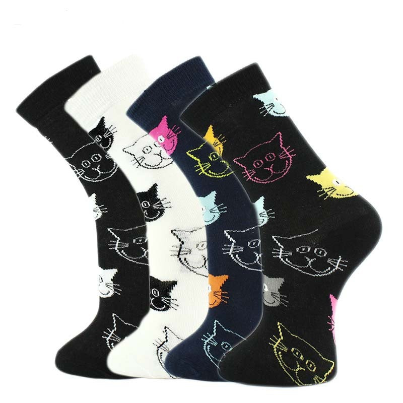 Trendy Cat Socks Personality Women's Cotton Socks