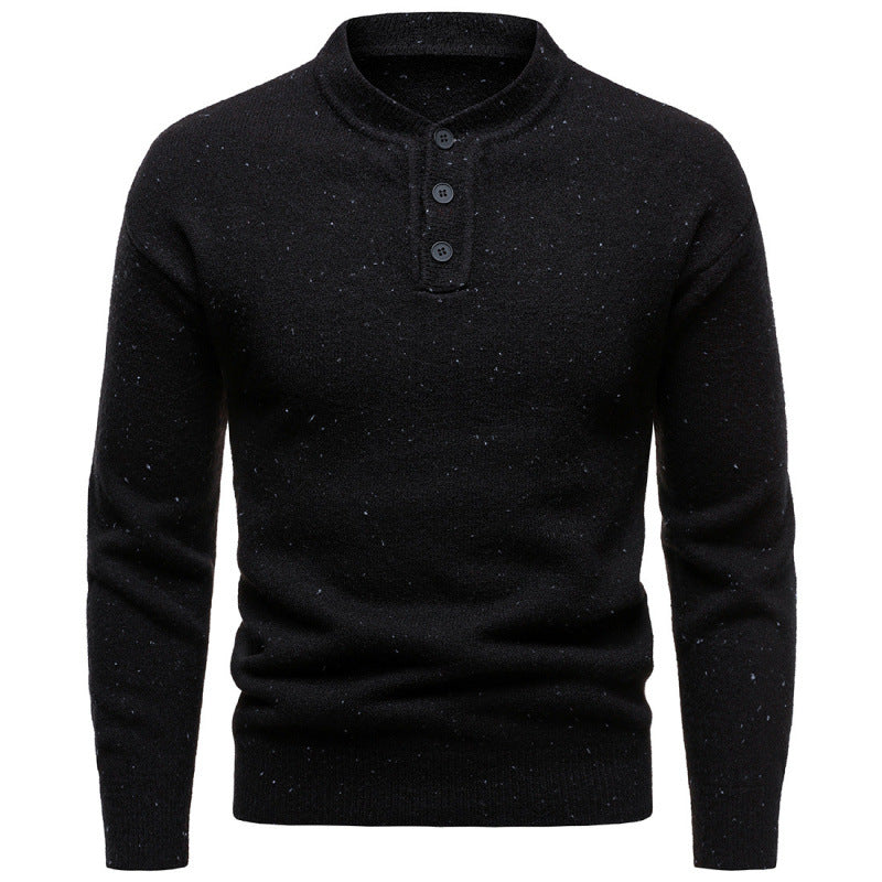 Henry Sweater til Mænd med Høj Krave og Snefnugprikket Design