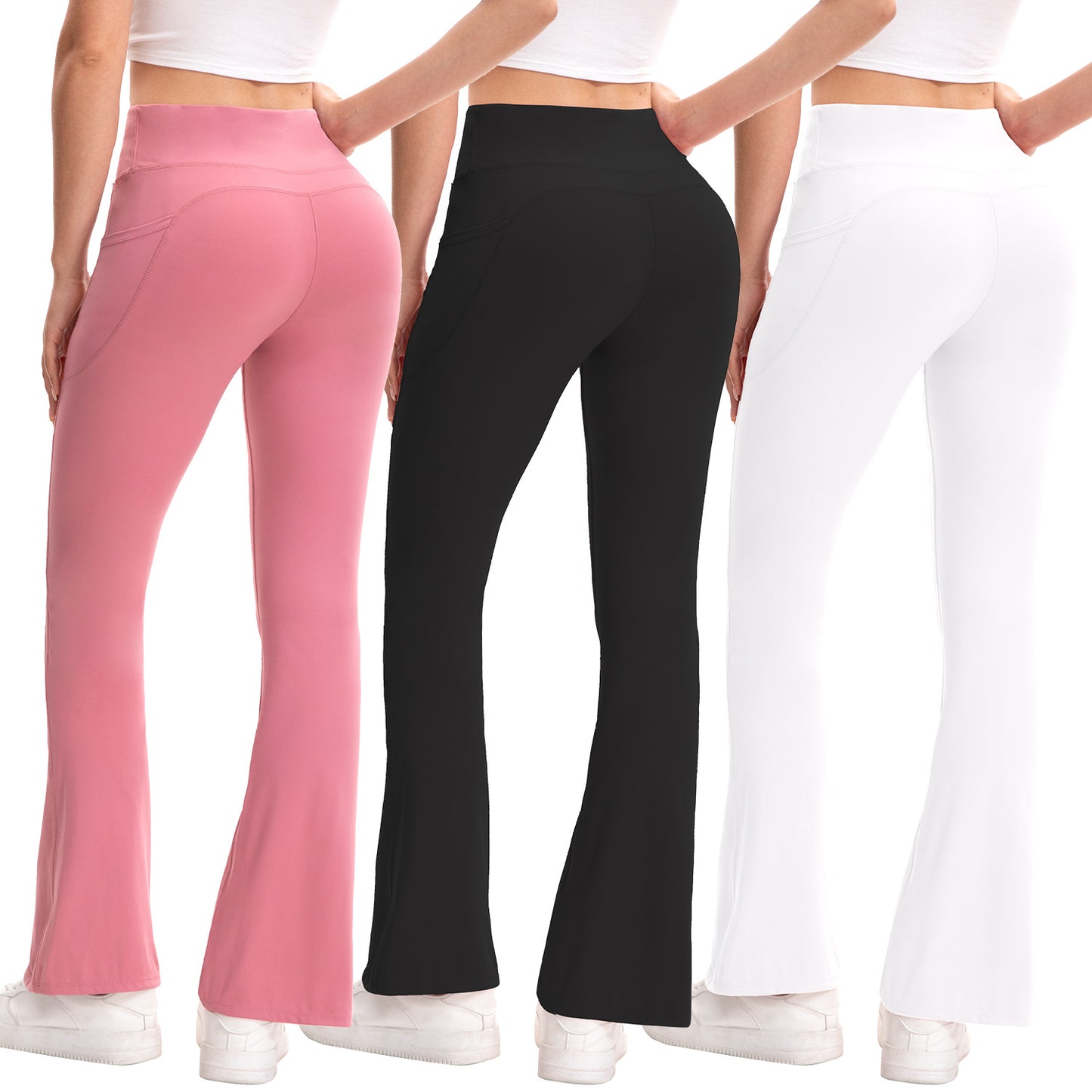 Hip-lifting Flared Yoga Pants With Side Pockets In A Workwear-inspired Style