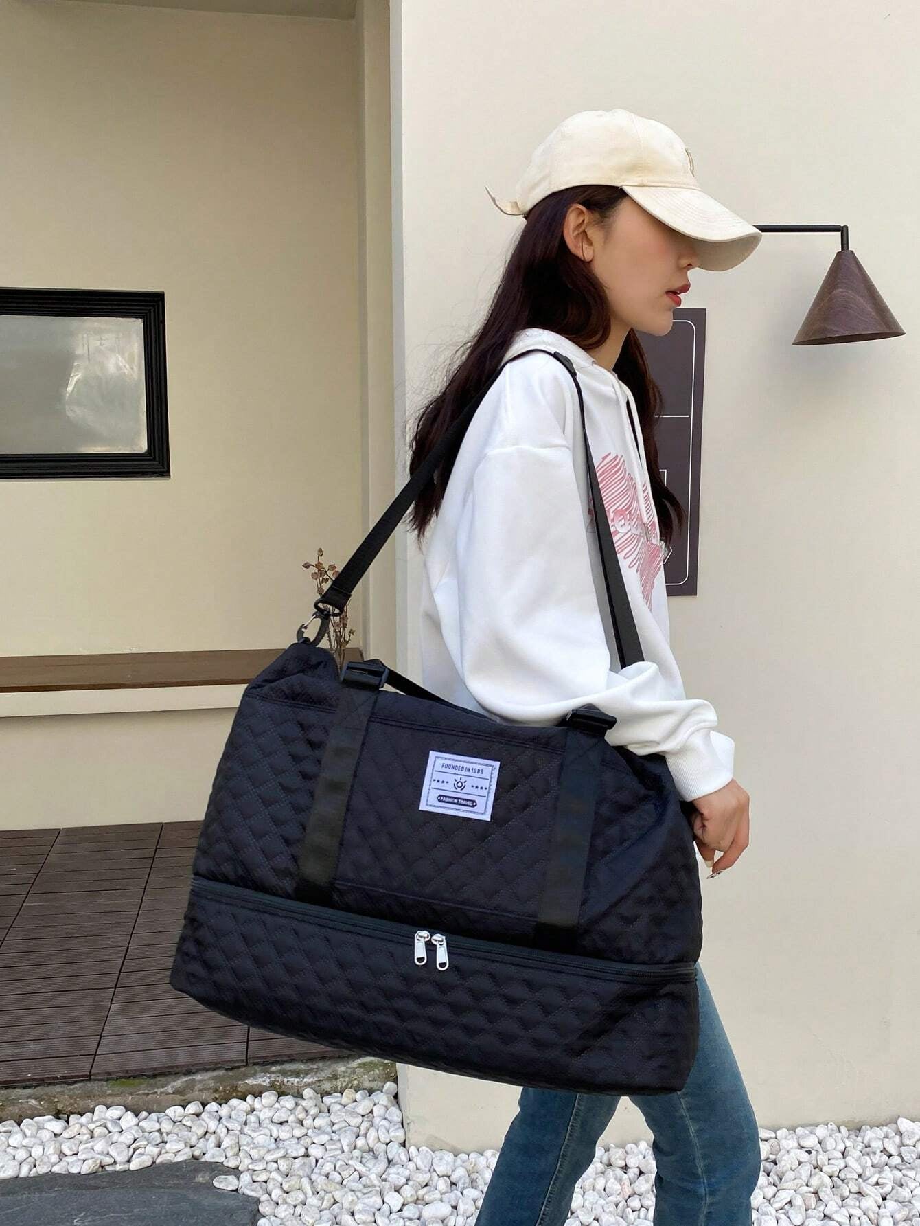 2PCS Large Capacity Travel Duffel Bag, Wet and Dry Separation Fitness Bag, Weekend Overnight Shoulder Bag, Hospital Necessary Mommy Bag, Travel Bag, Holiday Bag, Weekend Bag, Overnight Bag, with a Pull Bar Bag, with Shoe Storage, Boarding Bag, Cosmetics Storage Bag for Suitcase Gym Bag Duffle Bag for Luggage Carry on Bag College Bag Luggage Bags Weekender Bag Hospital Bag Winter Bag for School School Accessories School Stuff