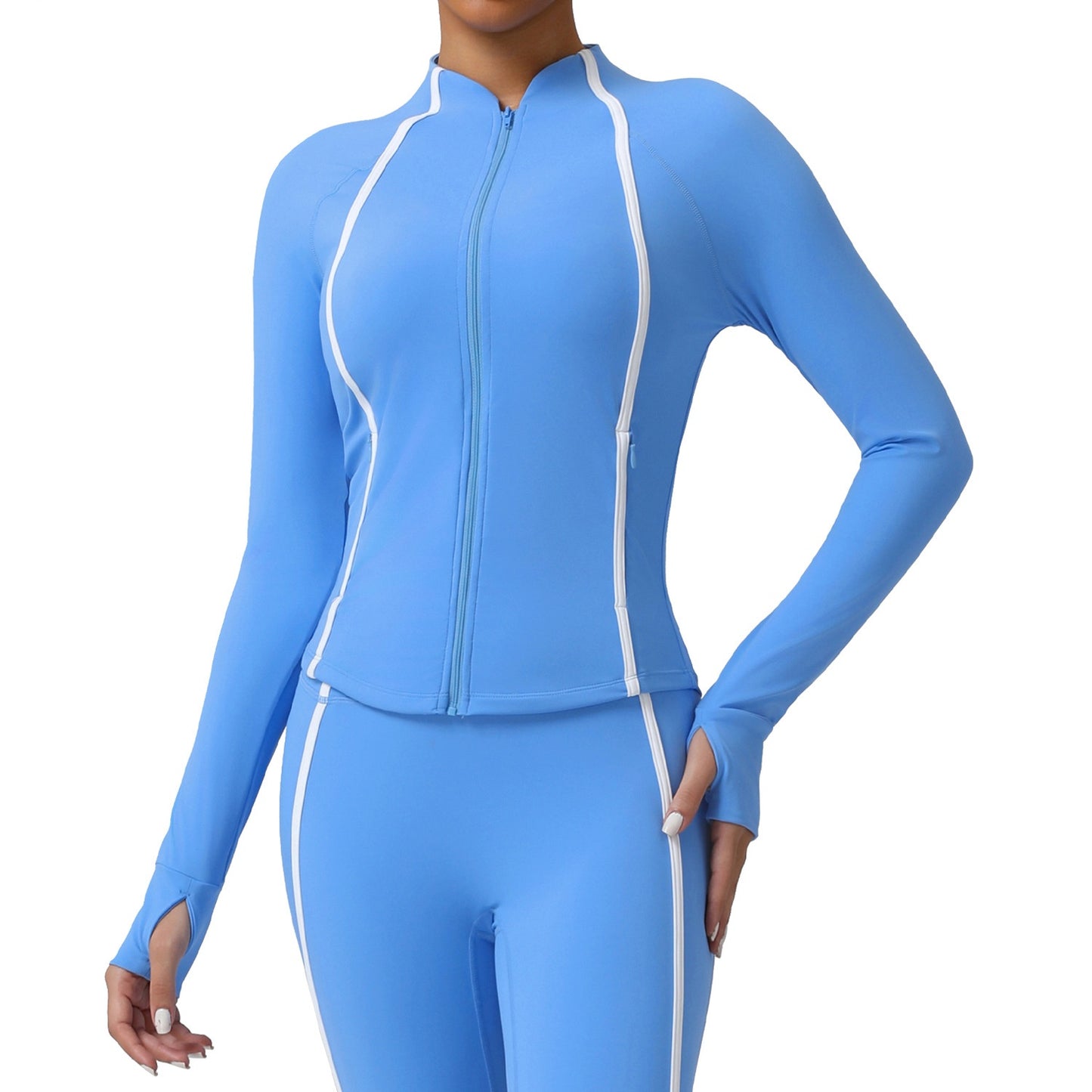 Cross-border Sports Yoga Outerwear Small Stand-up Collar Zip-up Cardigan Jacket With A Bare-feel High-stretch Designperfect