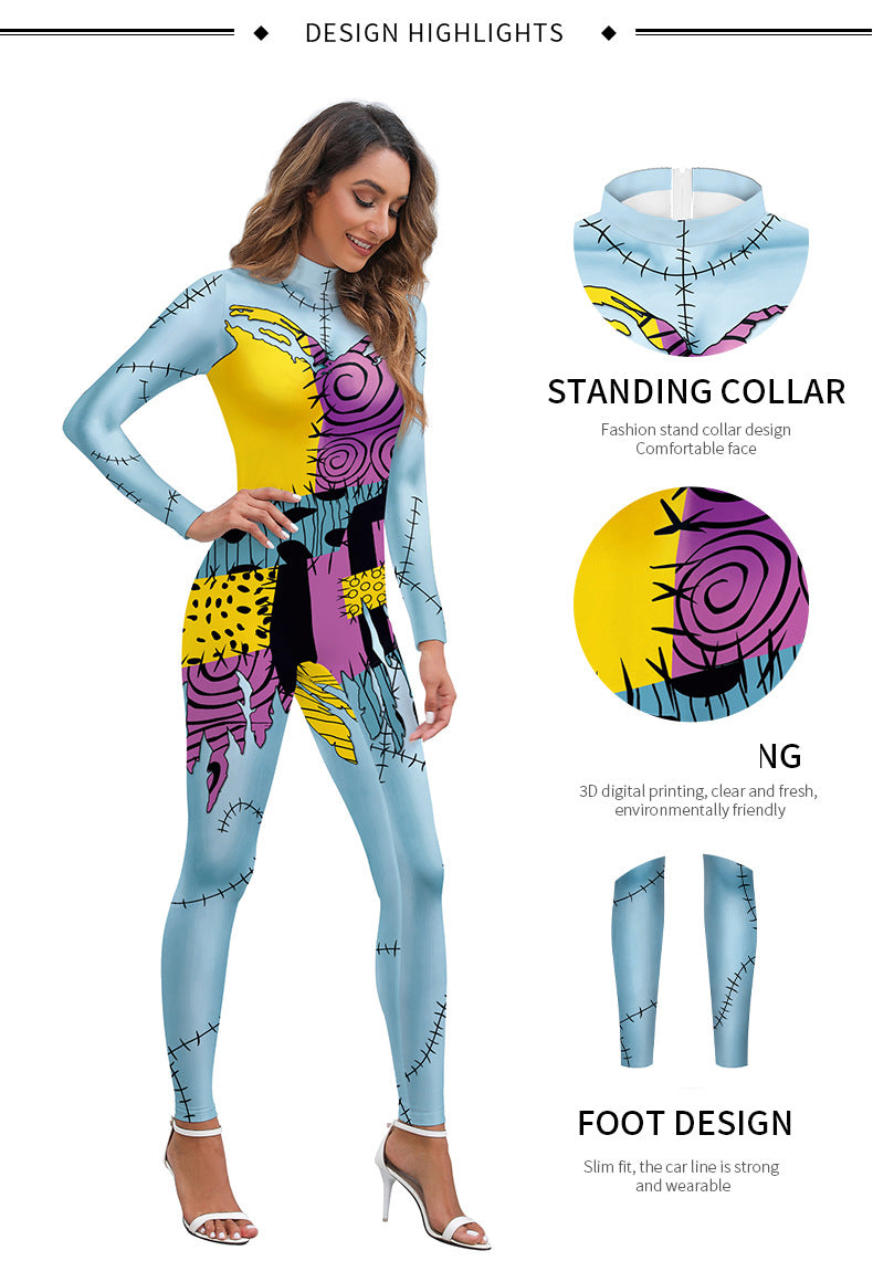 Halloween Jul Gysernat Cos Kostume Sally Rollespil 3D Digitaltrykt Heldragt