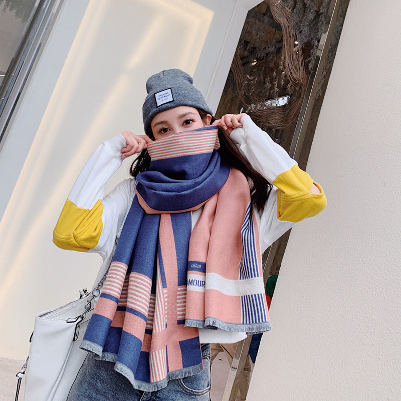 Warm thickening imitation cashmere scarf