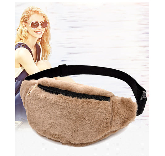 Women Waist Bag Artificial wool Fur Chest Bag