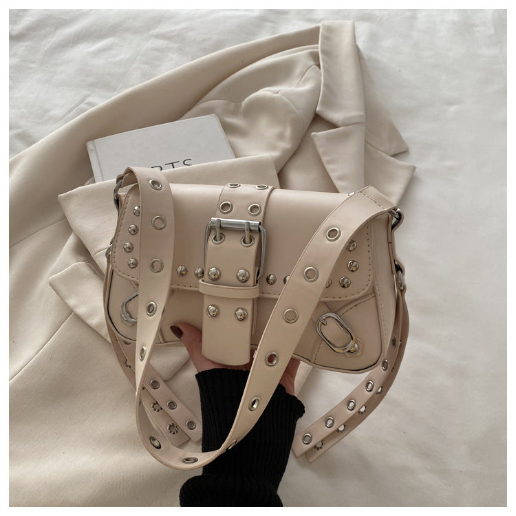 Leopard Print Personalized Design Motorcycle Shoulder Crossbody Underarm Baguette Women's Bag