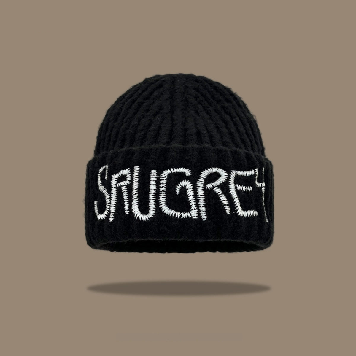 Korean Fashion Lettered Black Wool Hat