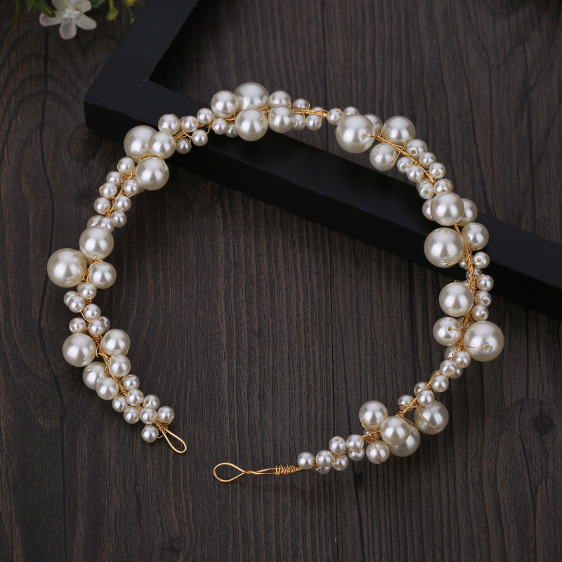 Pearl beaded soft chain headdress