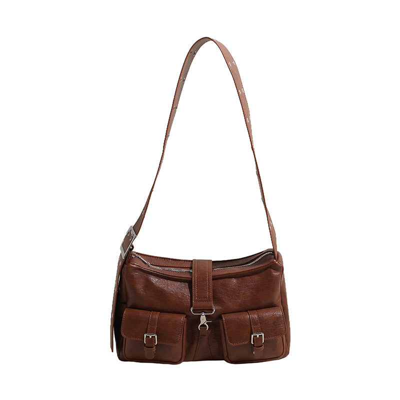Large Capacity Locomotive Style Multi-pocket Shoulder Bag