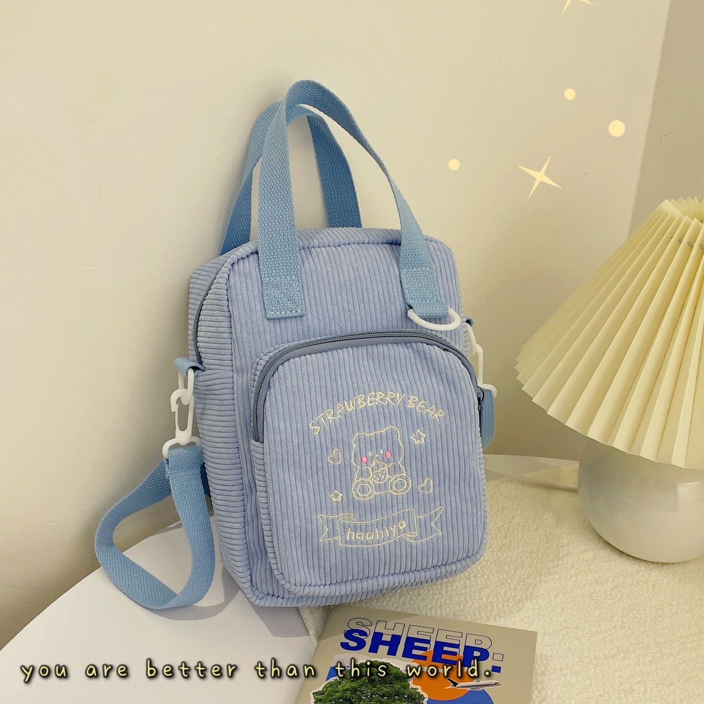 Soft Girl Cute Corduroy Hand Shoulder Bag