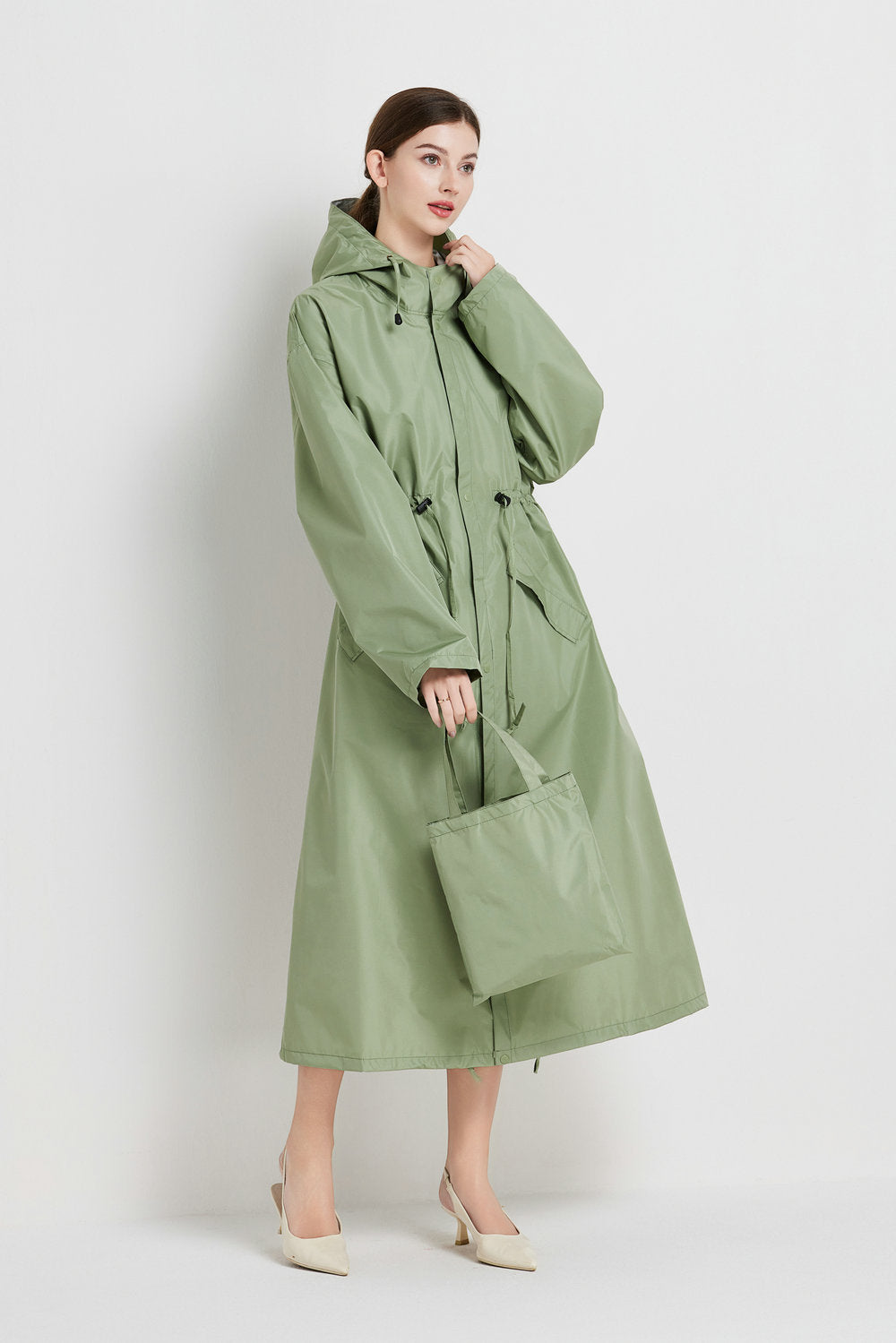 Mellemlang Trenchcoat-regnjakke til kvinder