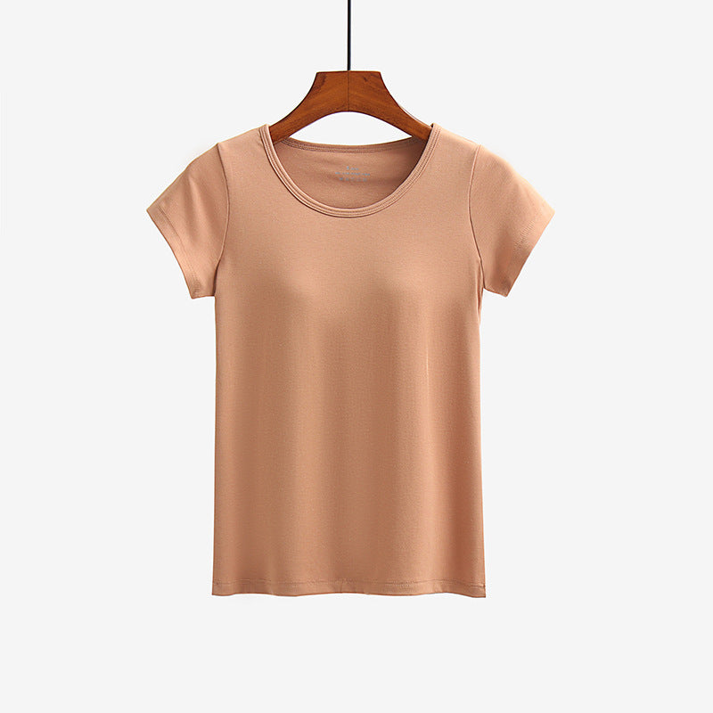 Short-sleeved T-shirt With Chest Pad Bra Home Wear