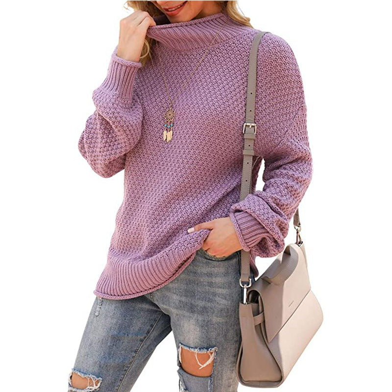 Half Turtleneck Plus Size Batwing Long Sleeve Pullover Loose Sweater