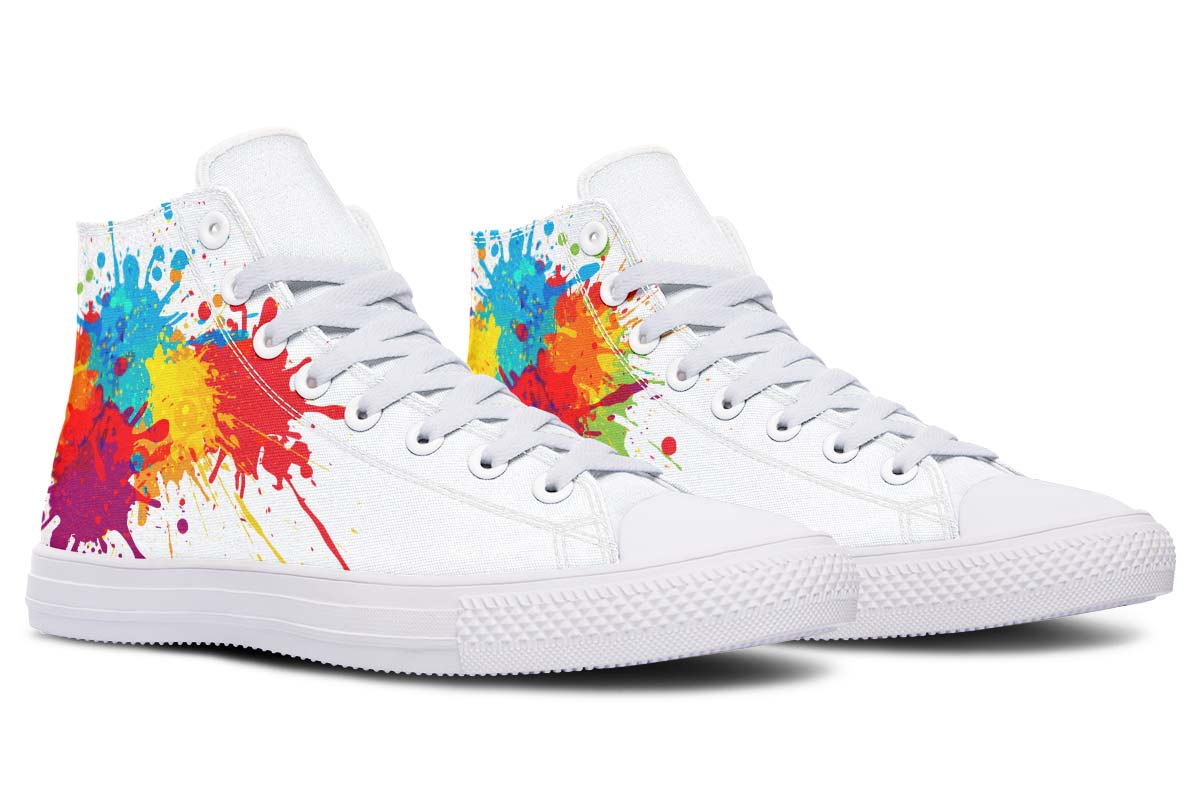 Men's And Women's Fashion Color Printing High-top Canvas Shoes