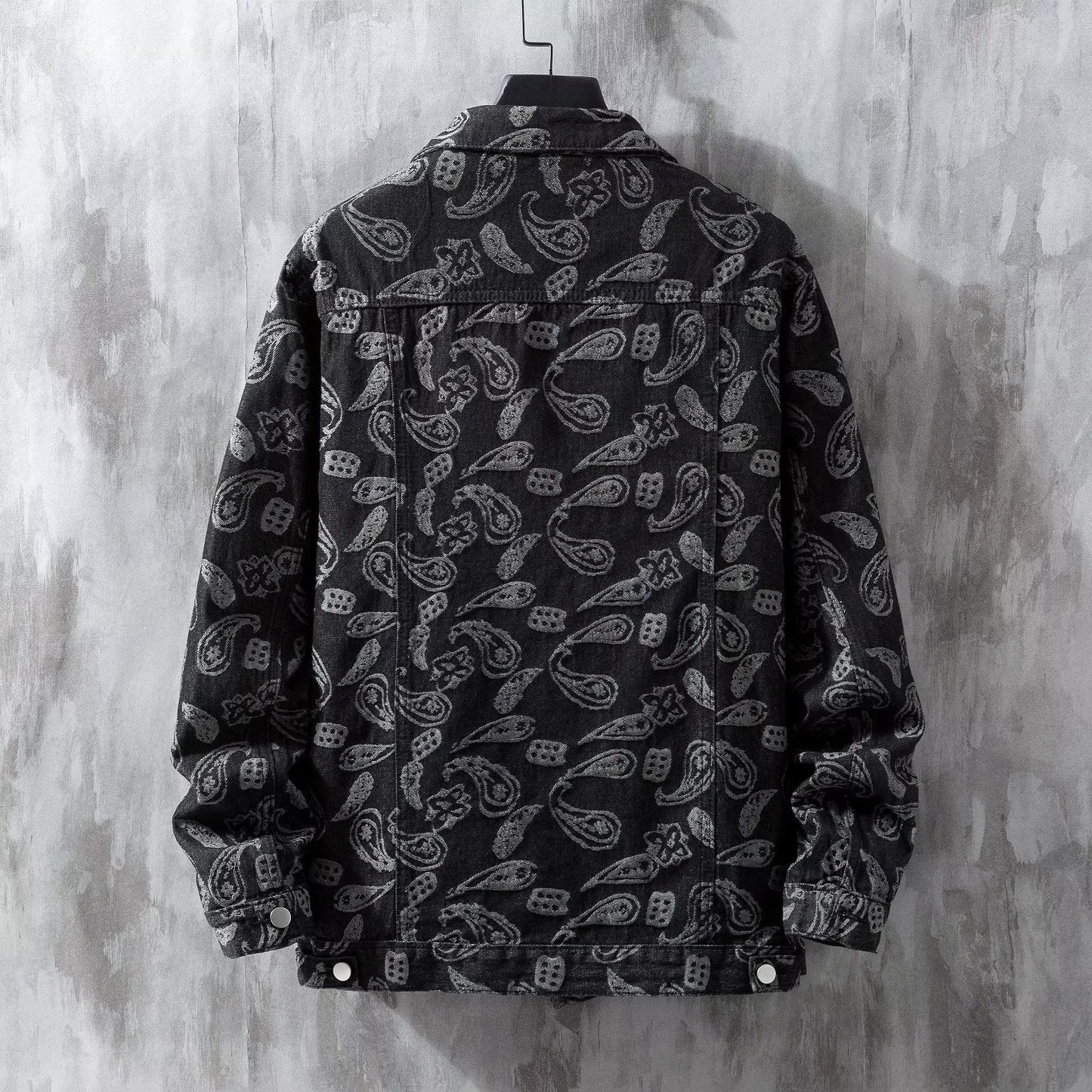 Printed Jacquard Fashion Casual All-matching Personality Trend Men's Coat
