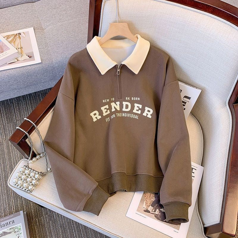 Forår og efterår farvematchende tynd langærmet sweater til kvinder