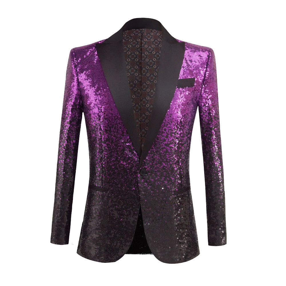 Men's Gradual Change Sequin Suit Host