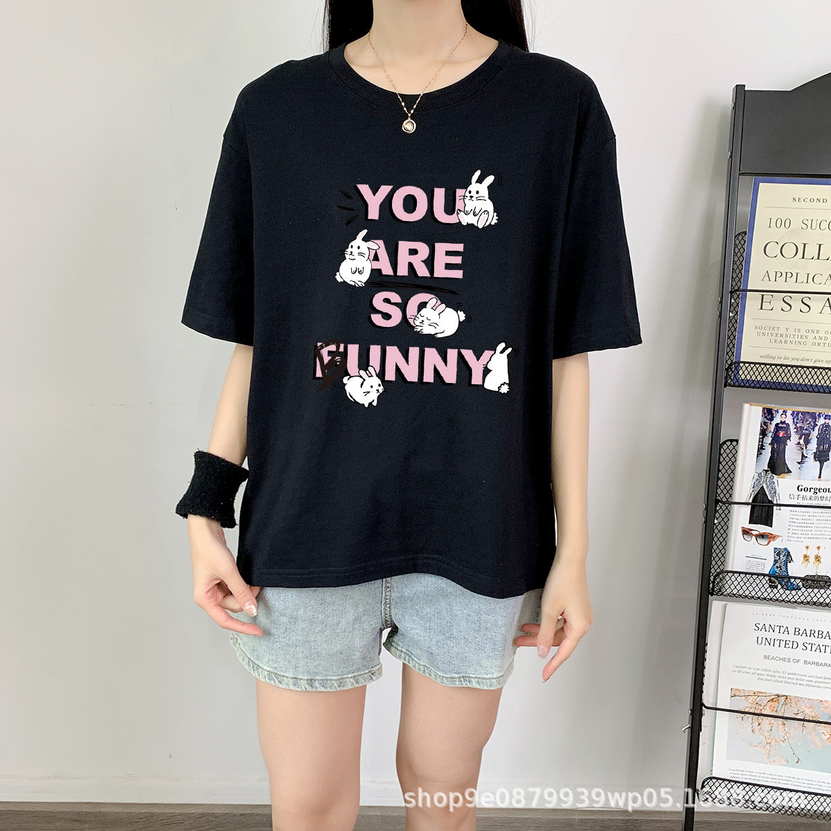 Rabbit Cotton Schoolgirl Short Sleeve Top
