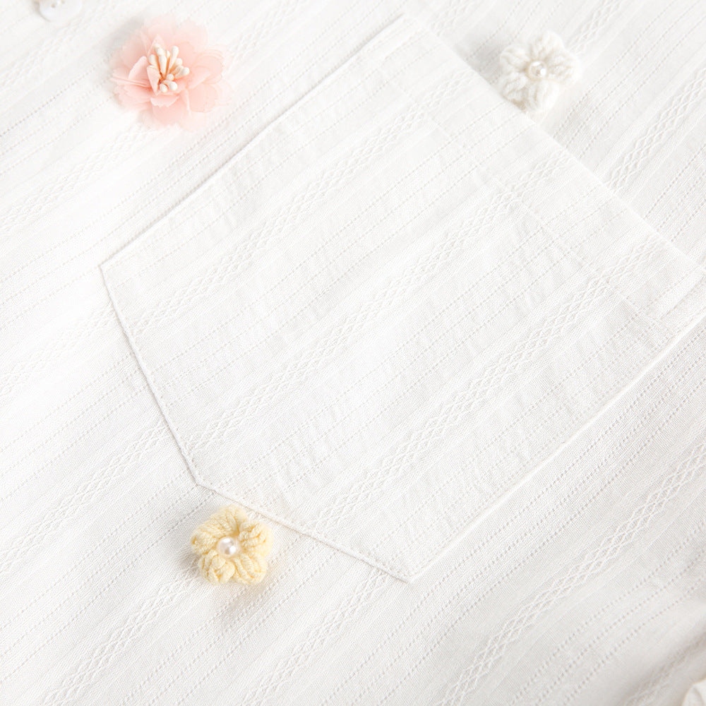 Full Of Creative Three-dimensional Flowers Loose Shirt